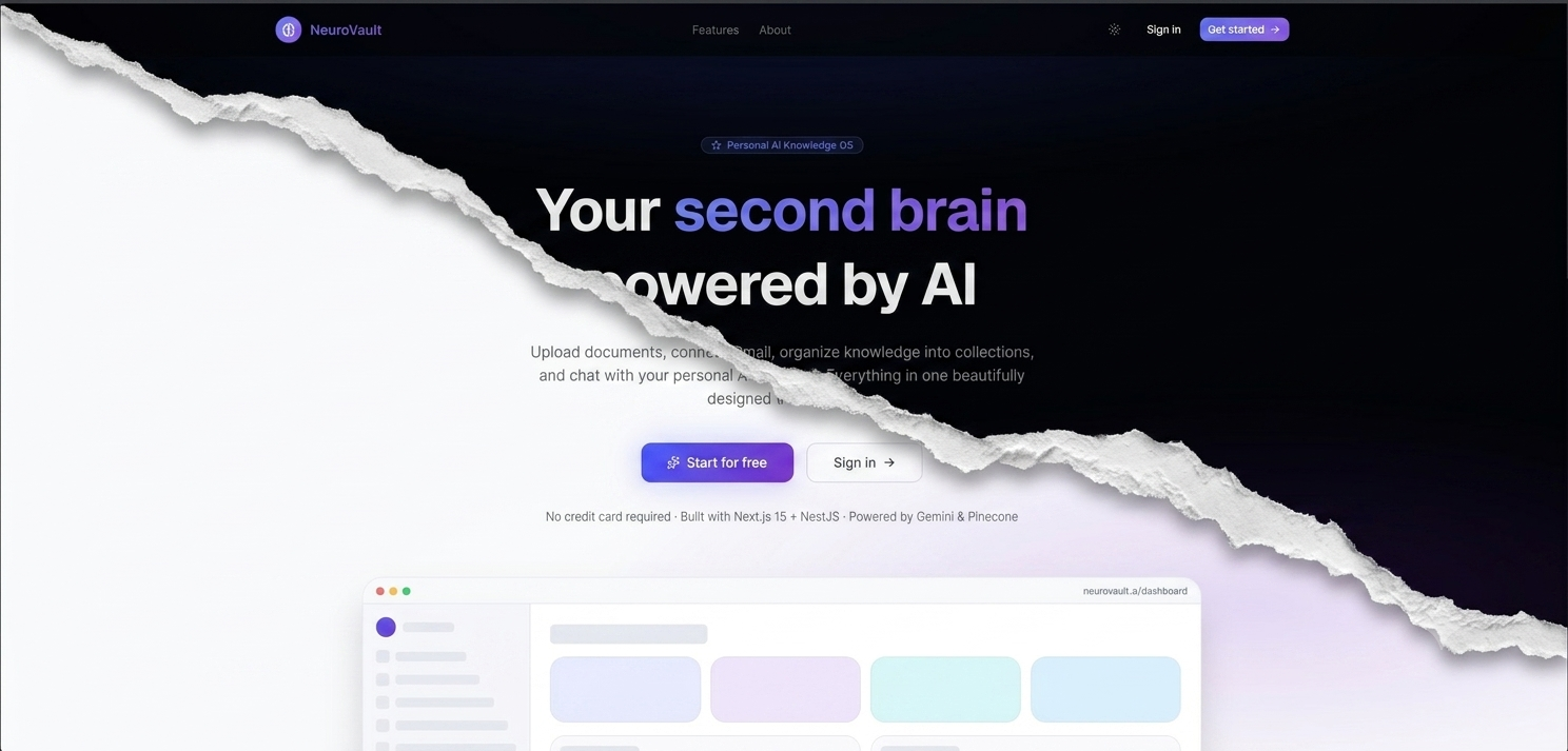Screenshot preview of NeuroVault - AI-Powered Second Brain